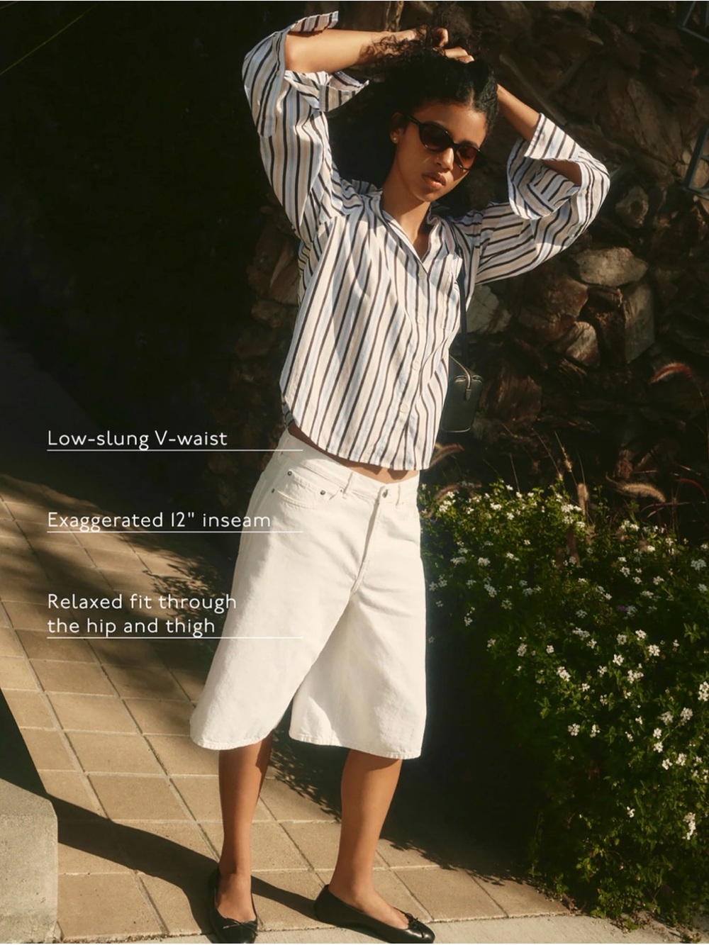 Madewell White V-Waist Bermuda Short